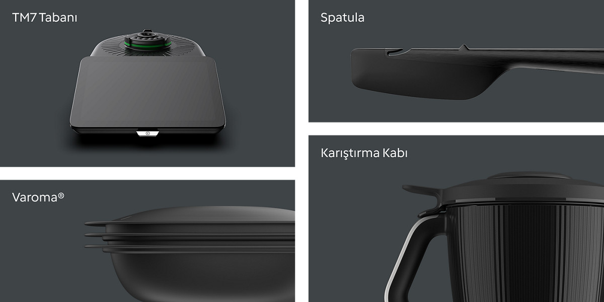 TM7 tabanı, karıştırma kabı, Varoma® ve spatula